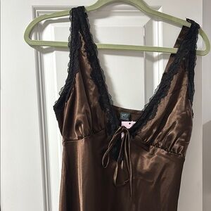 Elegant Brown Lace-Trimmed dress